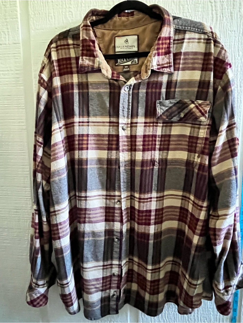 Legendary Whitetails Men's Burgundy and Gray Plaid Button-Down Shirt
